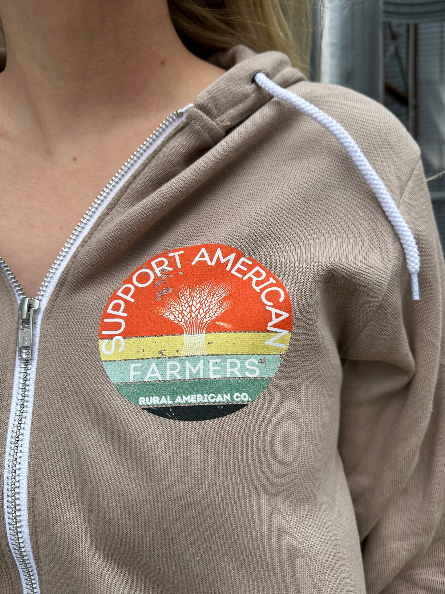 *PREORDER* 'Support American Farmers' Tan zip up