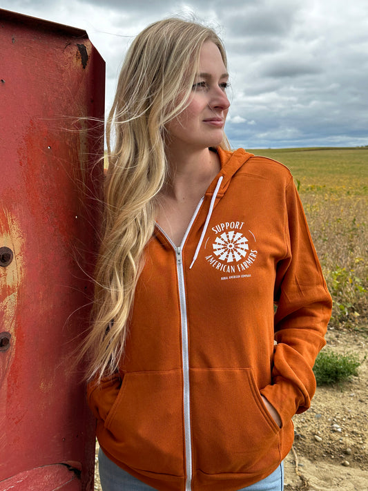 *PREORDER* 'Support American Farmers' Orange Zip up