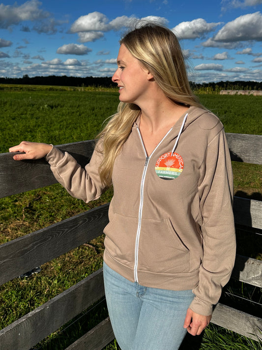 *PREORDER* 'Support American Farmers' Tan zip up