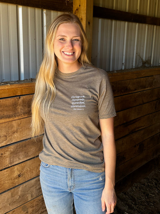 *PREORDER* 'Homegrown, Homemade, Homestead, Homeschool' Sage Tee