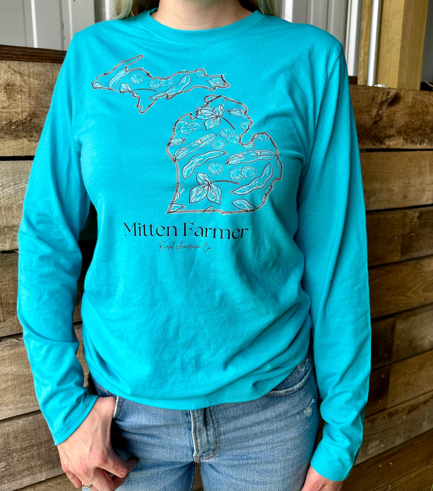 'Mitten Farmer' Blue long sleeve