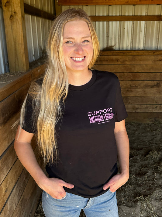 *PREORDER* Black & Pink 'Support American Farmers' Tee