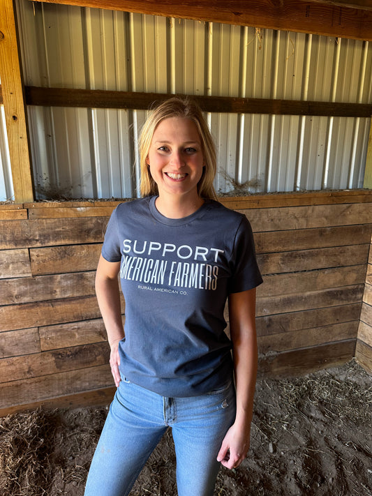 *PREORDER* 'Support American Farmers' Washed Navy Tee